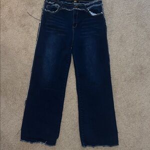 L&B Dark Blue western boho Flare wide leg denim Jeans